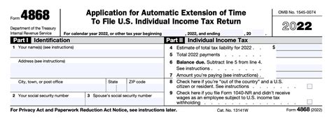 irs tax extension 2022 form 4868